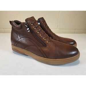 Gravity Defyer Men 12 Brown Leather High Top Side Zip Sneakers Boot G-Defy AFO